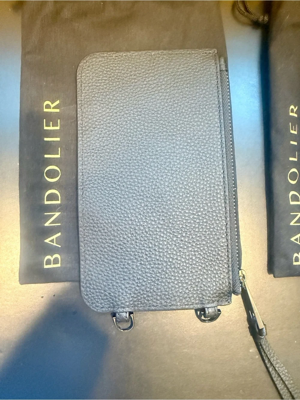 Bandolier Black Leather Wallet Phone Case with Strap - Black - Picture 3 of 5